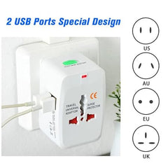 All-in-One Universal Worldwide Travelling AC Adaptor Plug (AU/UK/US/EU) International Power Charger Electric USB Power Plug Socket Adapter Converter