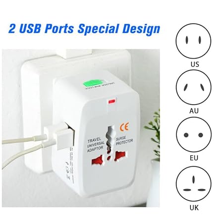 All-in-One Universal Worldwide Travelling AC Adaptor Plug (AU/UK/US/EU) International Power Charger Electric USB Power Plug Socket Adapter Converter