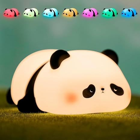 Panda Night Lamp Silicone Touch Color Changing LED Rechargeable Night Light for Kids, Gifts for Girls & Boys | Cute Unisex Bedroom Decor