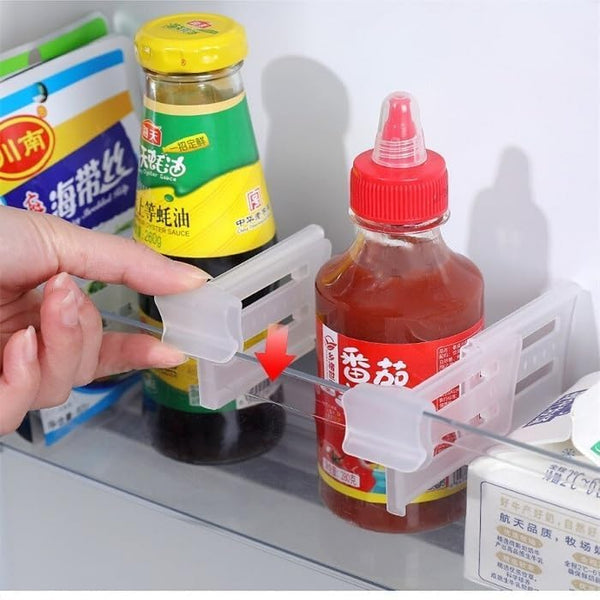 5 Pack Fridge Storage Divider Adjustable Organiser Rack for Sachets Seasoning Sauce Packets Space Saving Refrigerator Internal Drawer Adjustable Divider 5 Pack Shelf Divider Clip