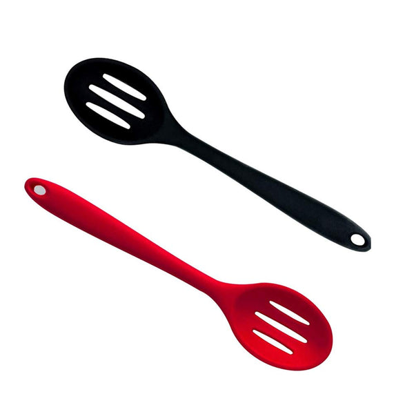 Silicone Kitchen Slotted Spoon, 2 Pcs Silicone Slotted Spoon Heat Resistant, Non Scratch Cooking Spoons Set for Stirring, Scooping and Mixing