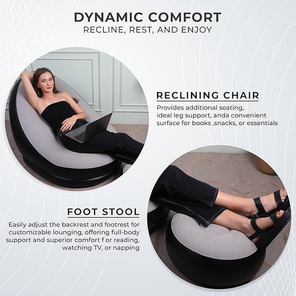 Inflatable Recliner air Cushion Sofa with Household Air Pump, Portable Waterproof and Leak-Proof, Suitable for Indoor/Outdoor, Camping, Traveling