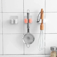 Plastic Mop Holder Wall Mounted Self Adhesive Broom Stick Holder, Anti-Slip Broom Organizer, Multifunction Mop & Broom Stand for Kitchen, Bathroom, Home (Multicolor)