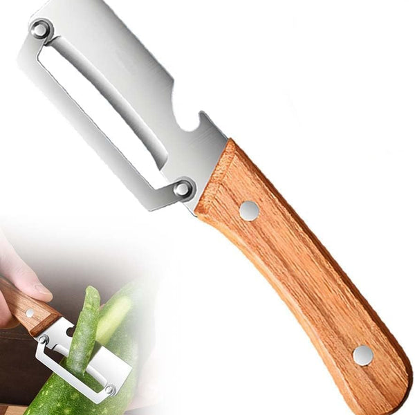Multi-Functional Kitchen Vegetable Peeler: Ergonomic Handle, with Bottle Opener, Stainless Steel pota to peelers,Papaya Shredder,Kiwi Peeler,Suitable for Fruits, Sugar Cane, Pumpkin(2Pcs)