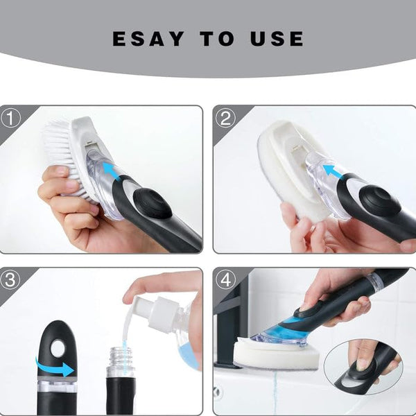 Multipurpose Cleaning Brush, Utensil & Dish Scrubber with Soap Dispenser, Soap Dispensing Dish Brush Set, Kitchen Cleaning Scrub, Design,Durable & Smooth Body Sink Dish Washing