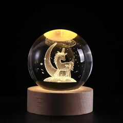 3d Galaxy Moon Unicorn Crystal Lamp Pliff 3D Solar System Crystal Ball Night Light, 6.1 cm Glass Globe, Wooden Base, LED Table Lamp (Unicorn) USB Powered 3D Unicorn Crystal Ball Lamp with Wooden Holder Stand (Pack of 1, Glass Body)