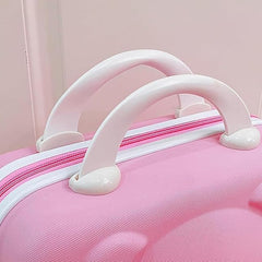 Mini Hard Shell Travel Luggage Makeup Vanity Case with Lock Password Zipper Bag for Women Portable Water Proof Carrying Suitcase Organizer (Rose Pink)