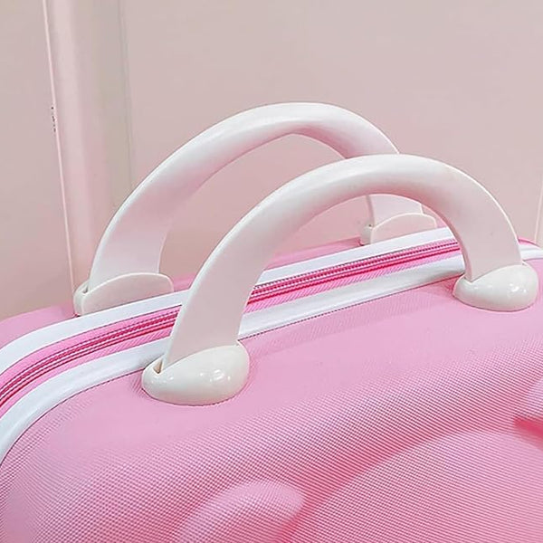 Mini Hard Shell Travel Luggage Makeup Vanity Case with Lock Password Zipper Bag for Women Portable Water Proof Carrying Suitcase Organizer (Rose Pink)