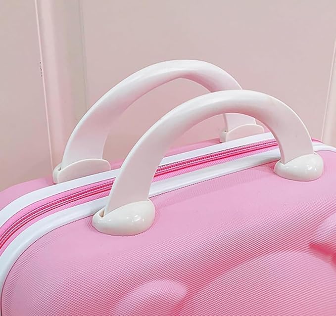 Mini Hard Shell Travel Luggage Makeup Vanity Case with Lock Password Zipper Bag for Women Portable Water Proof Carrying Suitcase Organizer (Rose Pink)