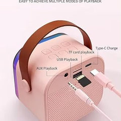 Rechargeable Karaoke Mic with Speaker for Singing | Wireless Mini Portable Bluetooth Speaker with Microphone & LED Lights | Cute Birthday Gift for Kids Musical Toys for Boys, Girls and Adults