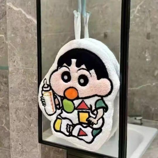 Shinchan Cute Kids Hand Towels with Hanging Loop | Pack of 1