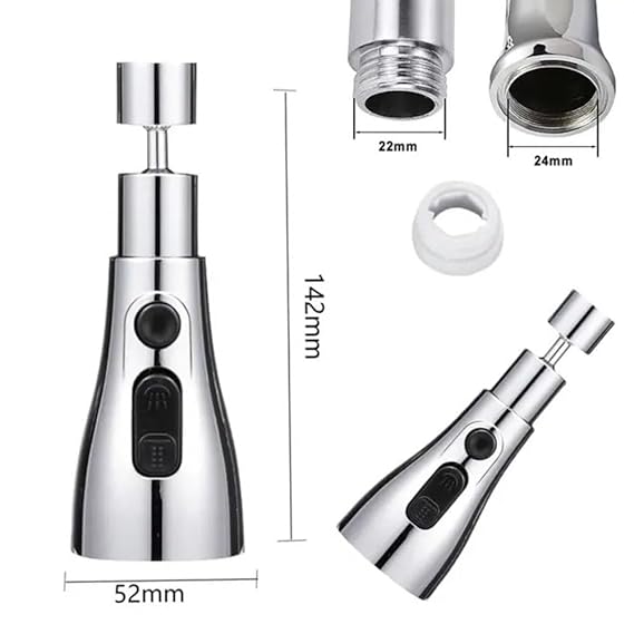 Tap Extender for Kitchen Sink – 360° Rotating Faucet Attachment, Splash-Proof, Water-Saving, Easy Installation, Universal Fit Nozzle for Washings (360° Rotating Faucet)