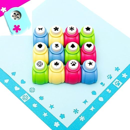 Craft Hole Punch Shapes Set,Small Paper Puncher for Kids, Crafting Scrapbook Punches,Star,Heart,Tag stamp Cards Mini Cutter Nail Arts