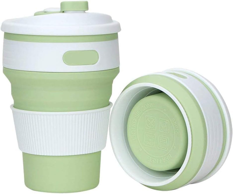 Silicone Collapsible Travel Coffee Mug with Lid | Portable, Leak-Proof Drinking Tumbler Cup for Office, Travel, and Sports