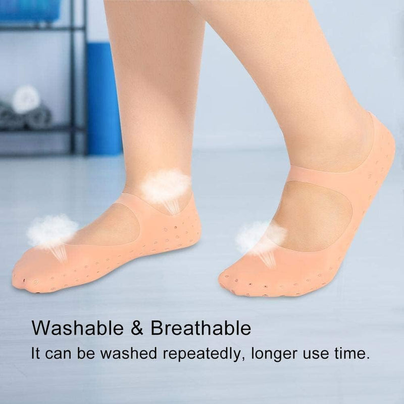 eel Socks Care Silicone Socks with Comfort Strap, Full Length, Anti-Crack Moisturizing Gel Protection (Anti Crack Full Heel Socks with Strap)