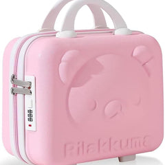 Mini Hard Shell Travel Luggage Makeup Vanity Case with Lock Password Zipper Bag for Women Portable Water Proof Carrying Suitcase Organizer (Rose Pink)