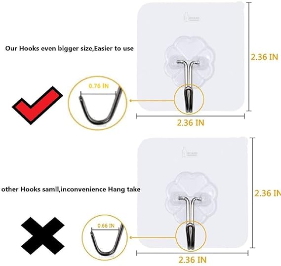 Transparent Wall Hooks, Pack of 3