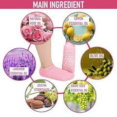 Moisturizing Silicone Spa Gel Socks for Women & Men – Crack Heel Repair Socks with Natural Oil & Vitamin E for Dry Cracked Feet (Multicolor, 1 Pair)