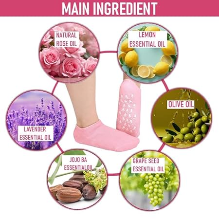 Moisturizing Silicone Spa Gel Socks for Women & Men – Crack Heel Repair Socks with Natural Oil & Vitamin E for Dry Cracked Feet (Multicolor, 1 Pair)