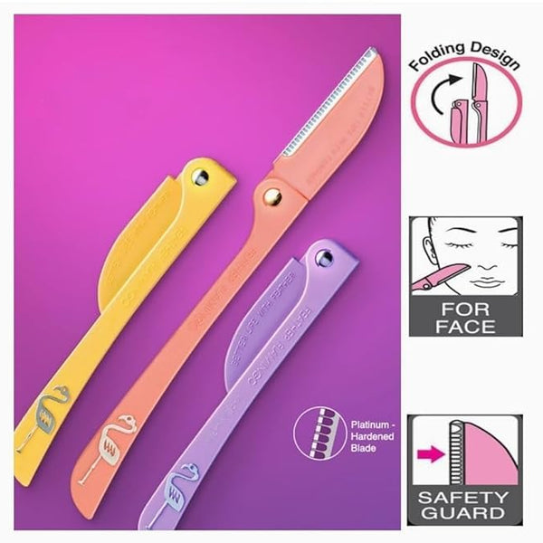 Feather Flamingo Face Razors for Women Eyebrow, Facial & Body Hair Removal Razors with Safety Guard | Gentle Shaving Tool for Sensitive Skin