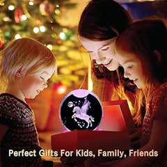 Wings Unicorn Crystal Ball Night Light | Dimmable Engraved LED Glass Ball Table Lamp with USB and Wooden Base for Home Decor, Office, Birthday Gift & Kids Bedroom, 3D Galaxy Lamp Ball (Unicorn)