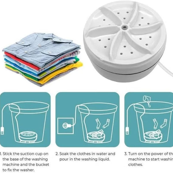 Portable Mini Ultrasonic Washing Machine - 30W USB Mini Turbine Washing Machine for Underwear, Socks, Baby Clothes - Water Saving and Energy Saving and Safe to Use