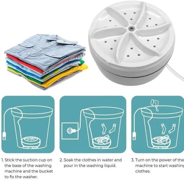 Portable Mini Ultrasonic Washing Machine - 30W USB Mini Turbine Washing Machine for Underwear, Socks, Baby Clothes - Water Saving and Energy Saving and Safe to Use
