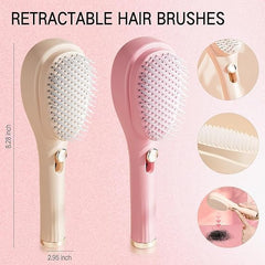 Lady Hair Brush with Self-Cleaning Bristles - Ergonomic Handle, Anti-Static, Telescopic Design for All Hair Types and Wigs, One-Click...
