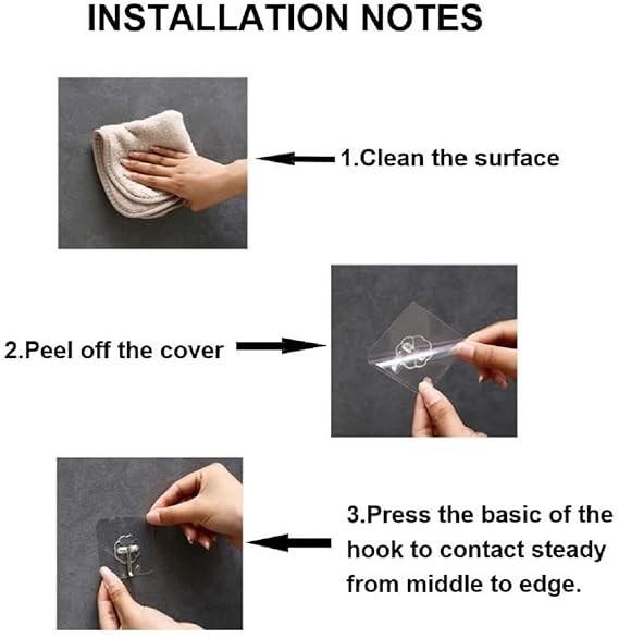Transparent Wall Hooks, Pack of 3
