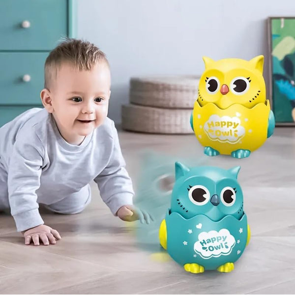 Kids Press And Go Owl Car Toys For Boys And Girls Crawling Toys For Moving Dino Toy For Birthday Gifts – Random Colour - 1Pc (Happy Owl - 1Pc)