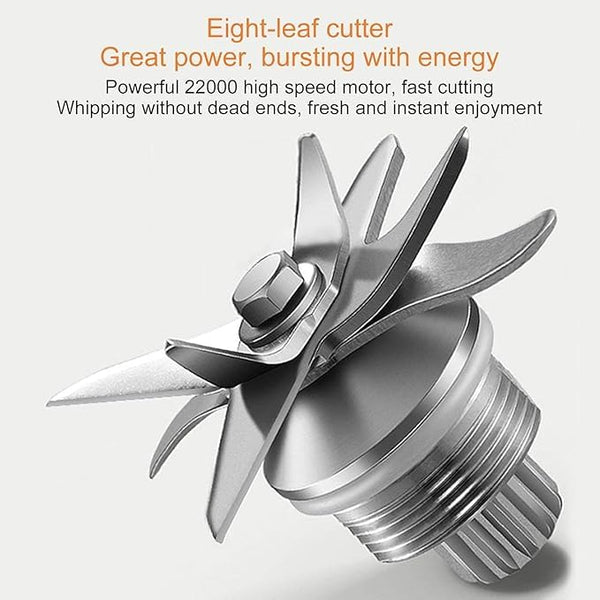 8-Leaf Blade Portable Travel Juicer Compact, Lightweight, and Easy to Clean Design for On-The-Go Juice Extraction USB Rechargeable Crushing Ice, Fruits and Vegetables, Multi-Purpose