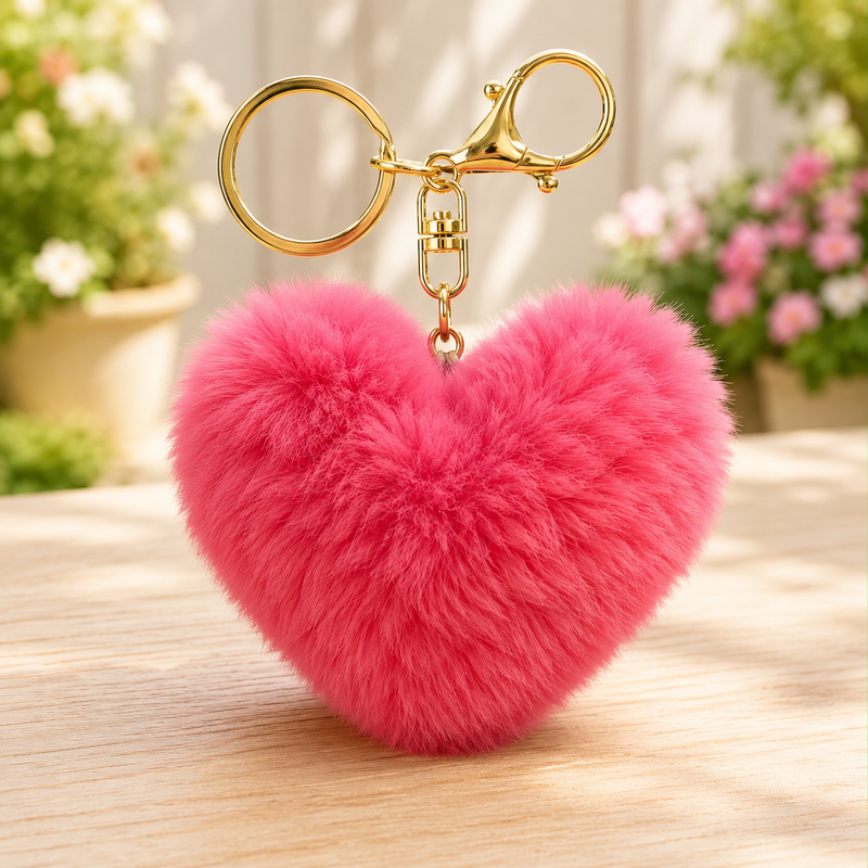 Pink Puffy Soft Toy Keychain