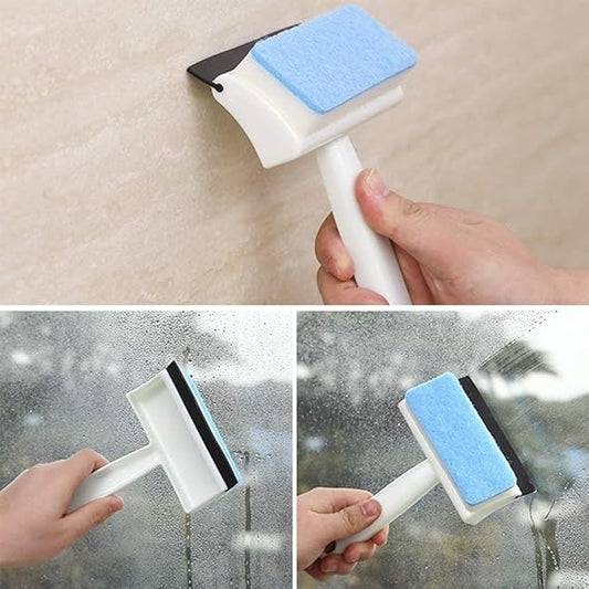 Glass Wiper & Brush – Double-Sided Cleaner for Mirrors, Tiles & Windows 2-in-1