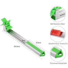 1PC Watermelon Slicer Stainless Steel Windmill Cutter | Fruit Carving Knife Tool for Quick Cube Cutting | Mess-Free, Kid-Safe Melon Slicer for Kitchen, Picnic & Summer Snacking (Green)