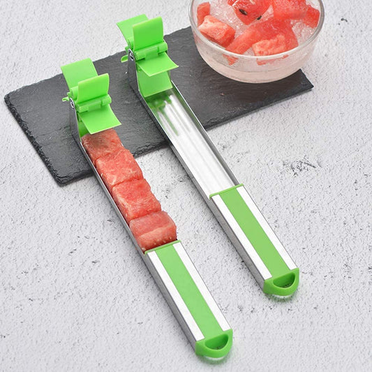 1PC Watermelon Slicer Stainless Steel Windmill Cutter | Fruit Carving Knife Tool for Quick Cube Cutting | Mess-Free, Kid-Safe Melon Slicer for Kitchen, Picnic & Summer Snacking (Green)