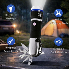 Battery Operated Multi Tool LED Flashlight | All-in-One Tool Light with Built-in Screwdrivers & Emergency Repair Kit | Bright Portable LED Torch for Home, Car, Camping, Travel & Outdoor Use