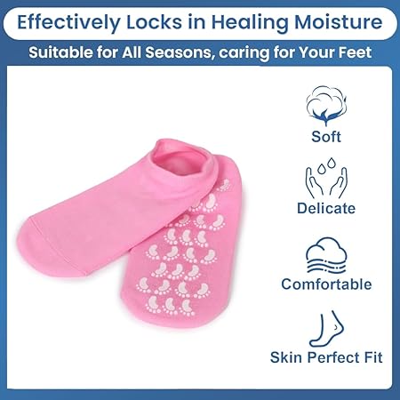 Moisturizing Silicone Spa Gel Socks for Women & Men – Crack Heel Repair Socks with Natural Oil & Vitamin E for Dry Cracked Feet (Multicolor, 1 Pair)