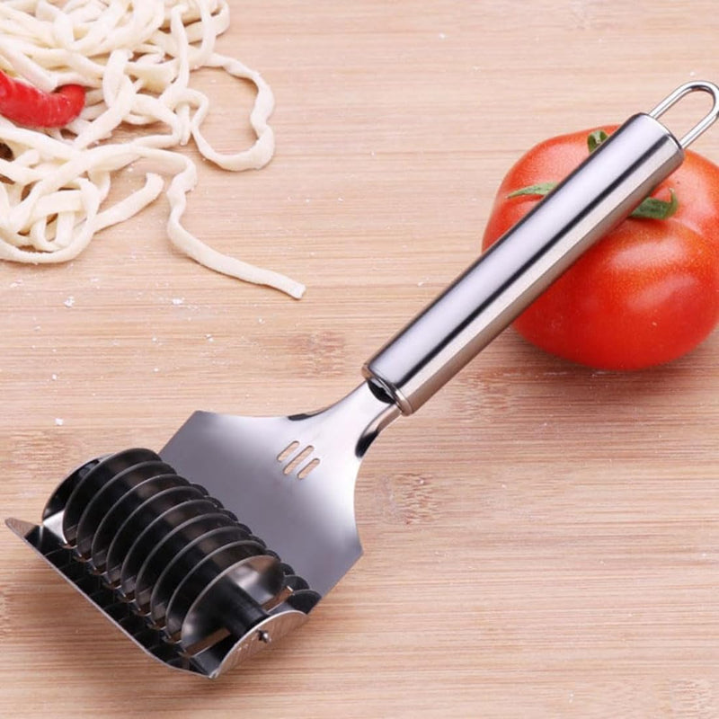 Stainless Steel Noodle Lattice Roller | Handheld Dough Cutter Kitchen Tools Baking Pastry Tool for Noodle Cutter Roller