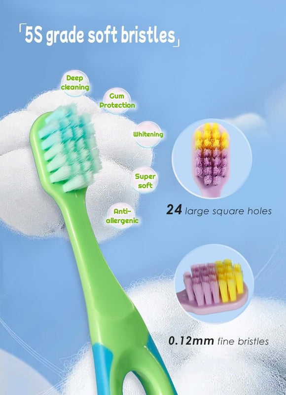 Kids Toothbrush Cute Tooth Brush, Pack of 3 Pcs, PBT Soft Bristles Toothbrush for 3-6 Years Old Children, Manual Toothbrush for Kids (Multicolor)