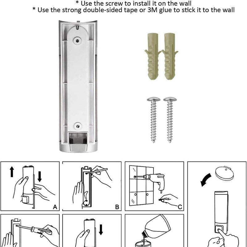 Wall Mounted Liquid Soap Dispenser, 400ml Manual Pump, for Shampoo, Sanitizer, and Lotion, High-Durability ABS Storage, for Bathroom and Kitchen
