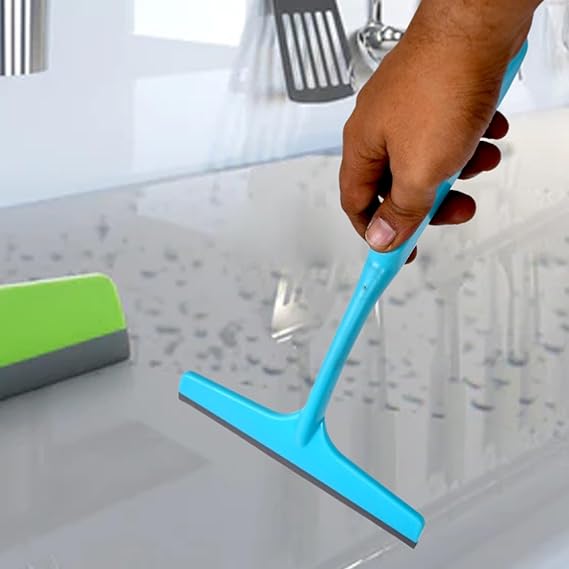 2-in-1 No-Dust Broom & Glass Wiper with Long Handle – Easy Kitchen & Floor Cleaning Tool