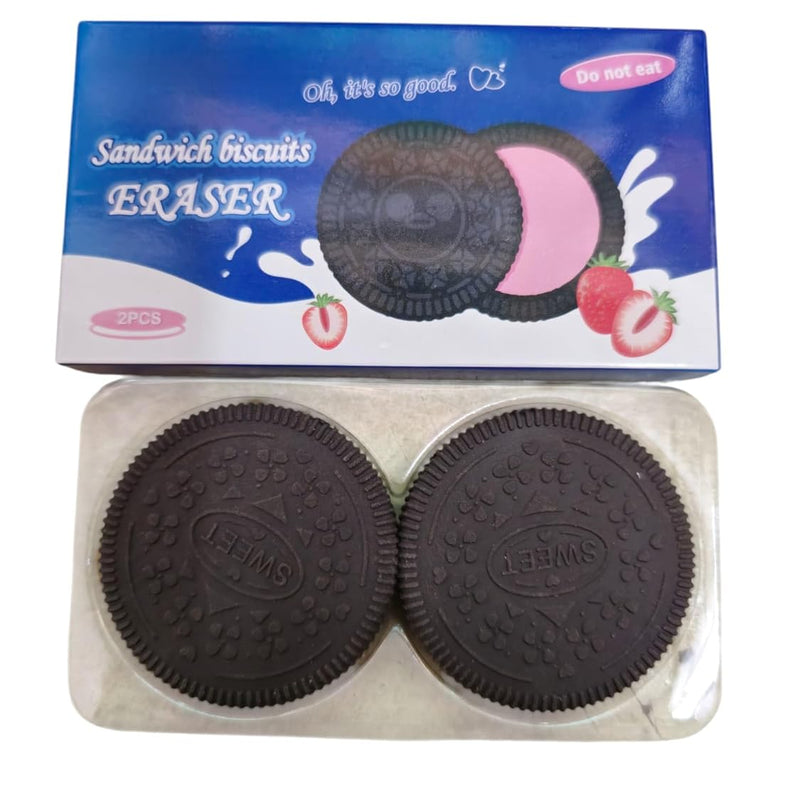 Oreo Shaped Sandwich Biscuits Eraser for Kids Pack of 2pcs (Do Not Eatable)