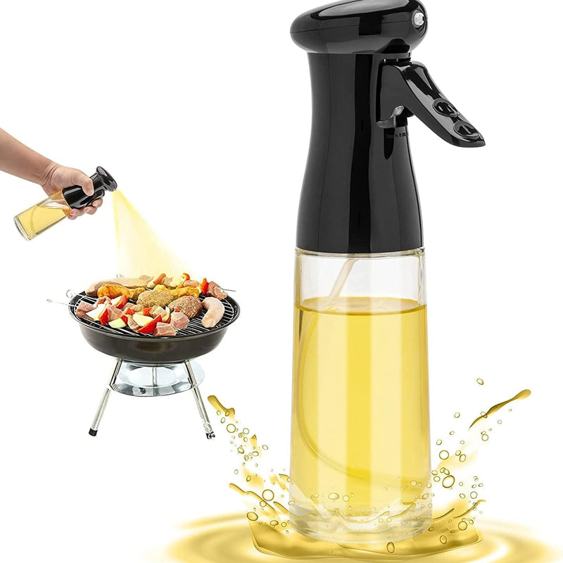 Olive Oil Sprayer for Cooking - 200ml Glass Oil Dispenser Bottle Spray Mister - Refillable Food Grade Oil Vinegar Spritzer Sprayer Bottles for Kitchen, Air Fryer, Salad, Baking, Grilling, Frying