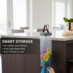 Multicolor Large Capacity Plastic Carry Bag Mesh Organizer for Kitchen, Durable Polyester Hanging Grocery Bag Holder, Storage with Widened Handle for Home & Cafe Use