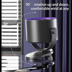 Rechargeable Bladeless Desk Fan with 360° Rotation, 5-Speed Strong Airflow, USB Powered Table Fan with Digital Touchscreen & Night Light for Bedroom, Office, Dorm & Camping