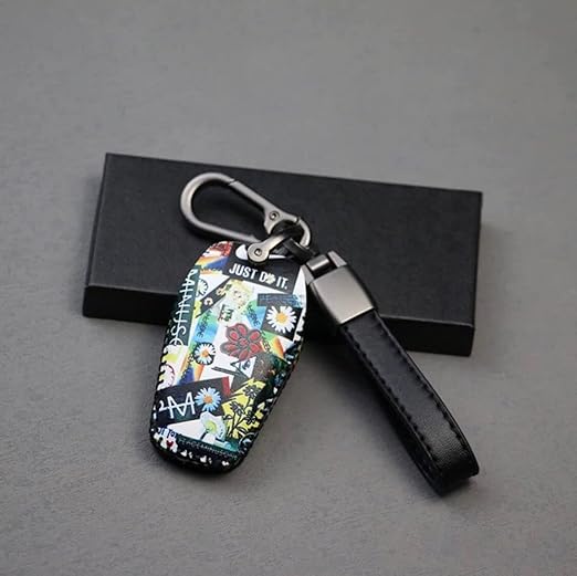 Catchy Premium Leather & Metal Bikes Stainless Steel Locking Hook Antirust Keychain Unique Stylish Look For Men/Women Keyring Compatible with Car and Bike I Suzuki (Black)