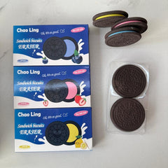Oreo Shaped Sandwich Biscuits Eraser for Kids Pack of 2pcs (Do Not Eatable)