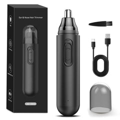 Nose Hair Trimmer, Portable Painless Ear and Nose Hair Trimmer for Men Women, USB-C Rechargeable, IPX7 Waterproof,No Pull, Precision Cut (Black)