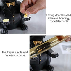 Modern Decor Resin Bulldog Tray Statue Tray Storage Key Holder Candy Jewelry Earrings Tray Suitable for Home Decor Modern Art Dining Table Decor Office Small Object Tray (Black)