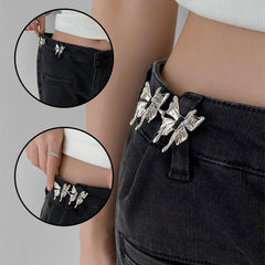 2 Sets Jeans Tightening Clips, Jeans Adjustable Pins for Women, Alloy Butterfly Adjustable Jeans Button Pins for Loose Pants and Dress